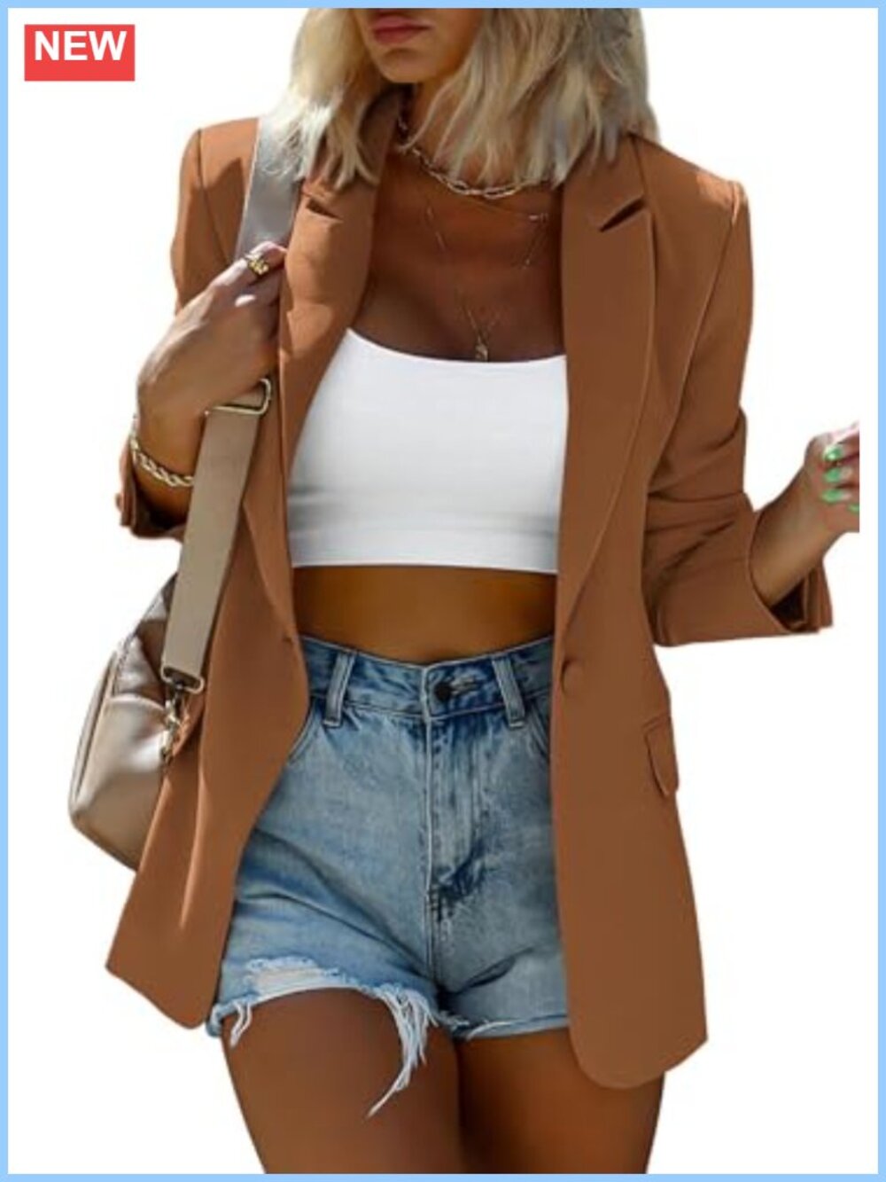 Oversized Women's Blazer Casual Business Wear Notch Lapel Padded Shoulders